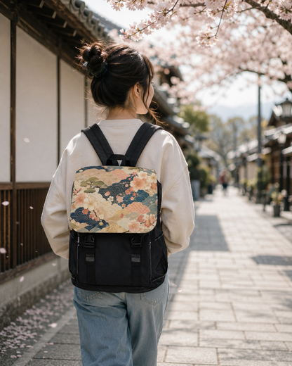 Vintage Japanese Floral Wave Sakura Backpack