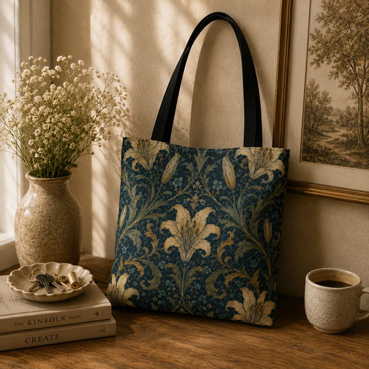 William Morris Damask Floral Full Art Tote Bag