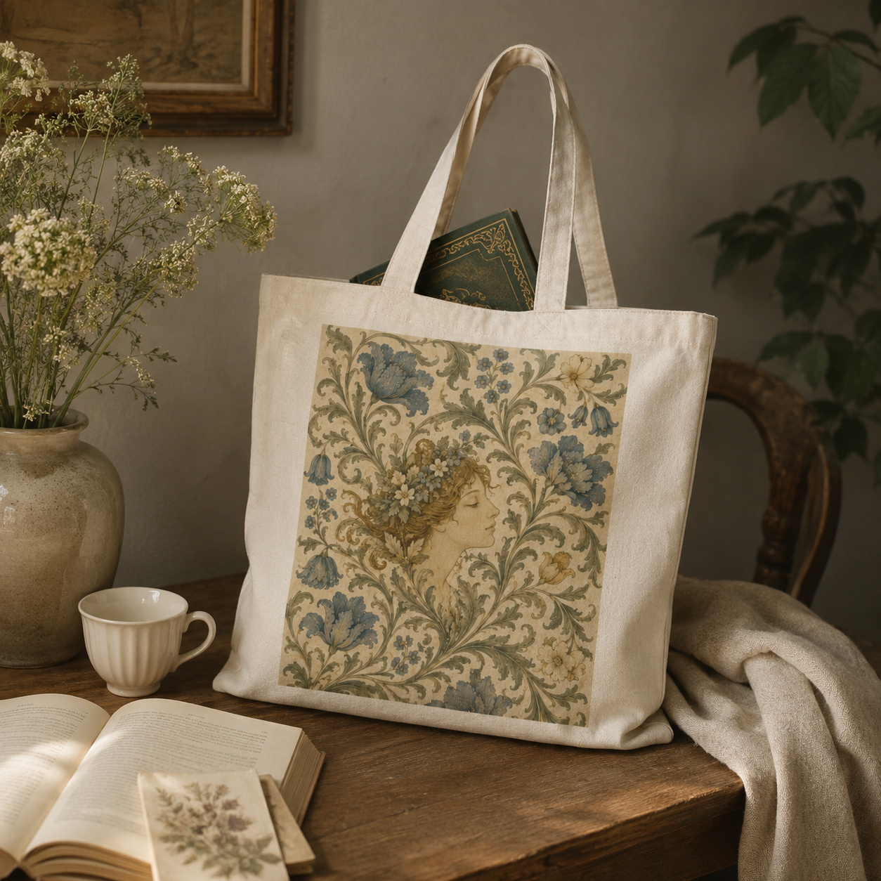 100% Cotton William Morris Vintage Portrait Tote Bag