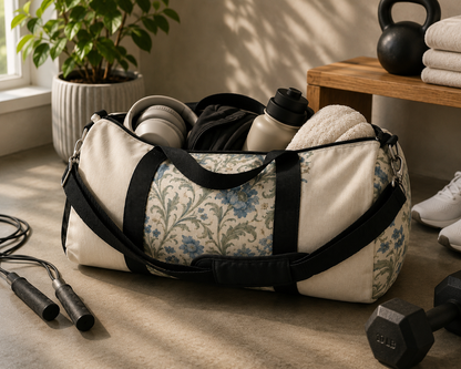 William Morris Blue Floral Duffel Gym Bag