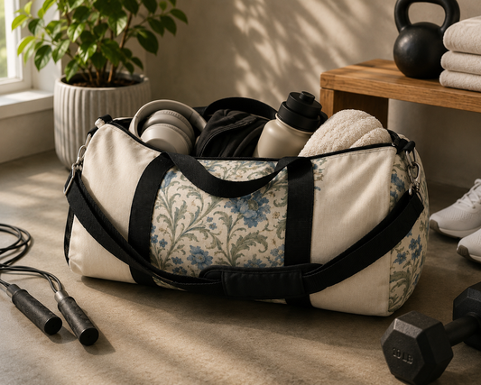 William Morris Blue Floral Duffel Gym Bag