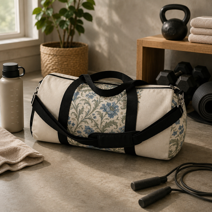 William Morris Blue Floral Duffel Gym Bag