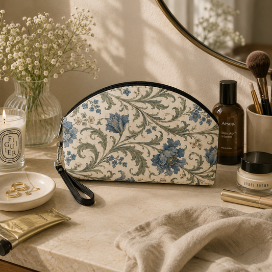 William Morris Floral Blue Makeup Cosmetic Bag