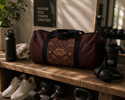 William Morris Floral Damask Rose Duffel Gym Bag