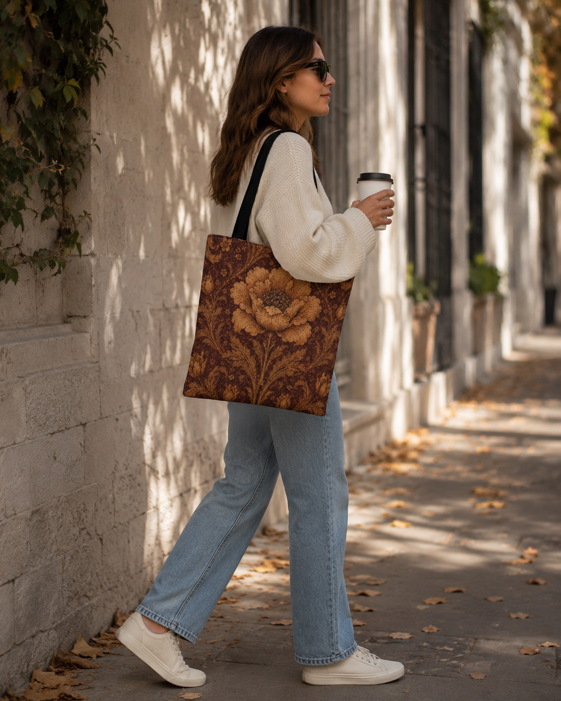 William Morris Floral Damask Rose Full Art Tote Bag