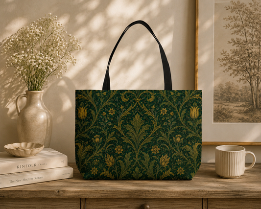 William Morris Forest Green Vintage Damask Floral Weekender Tote Bag