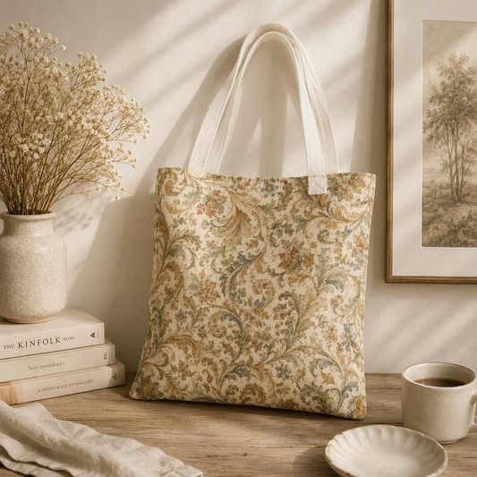 William Morris Floral Scroll Damask Full Art Tote Bag