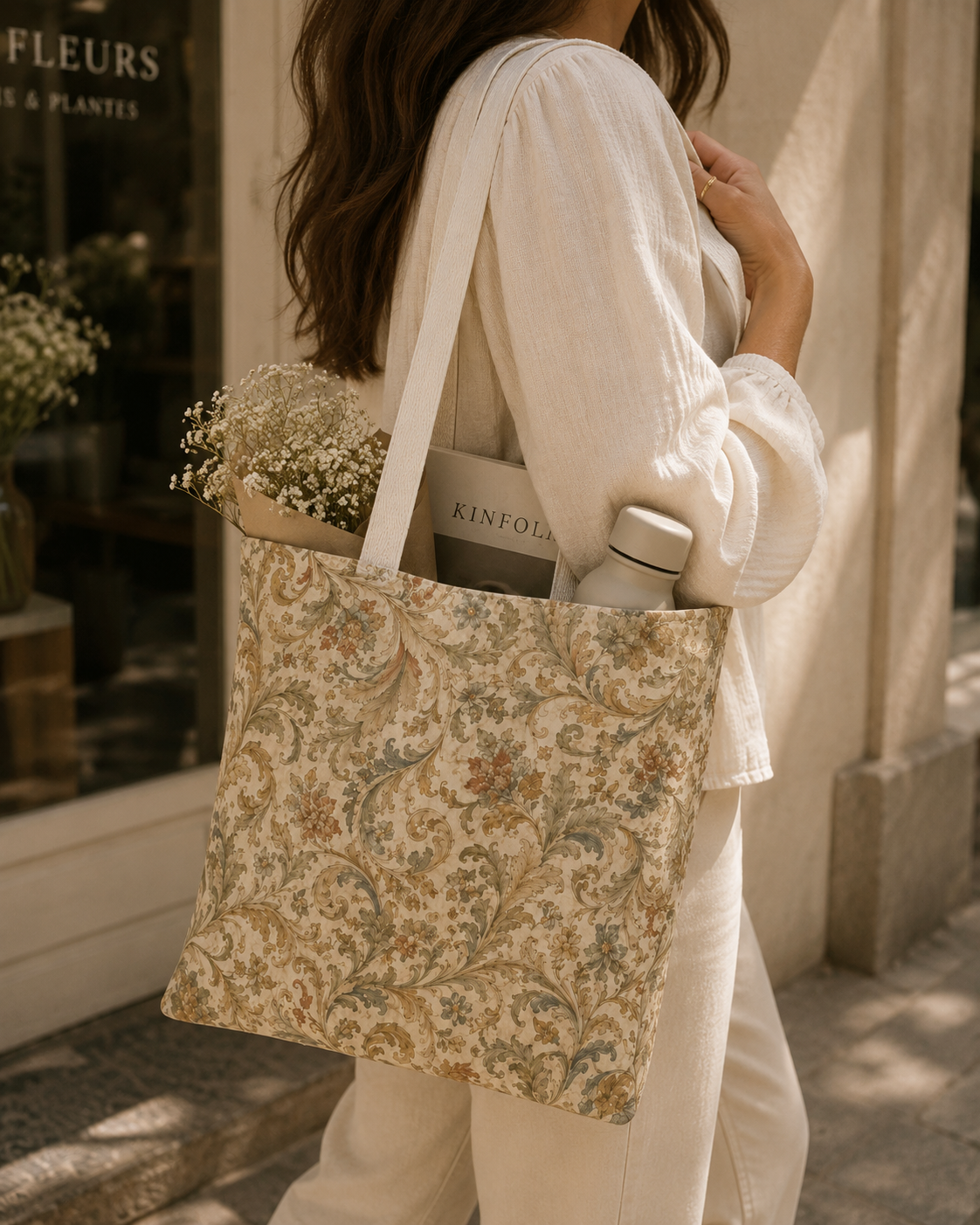 William Morris Floral Scroll Damask Full Art Tote Bag