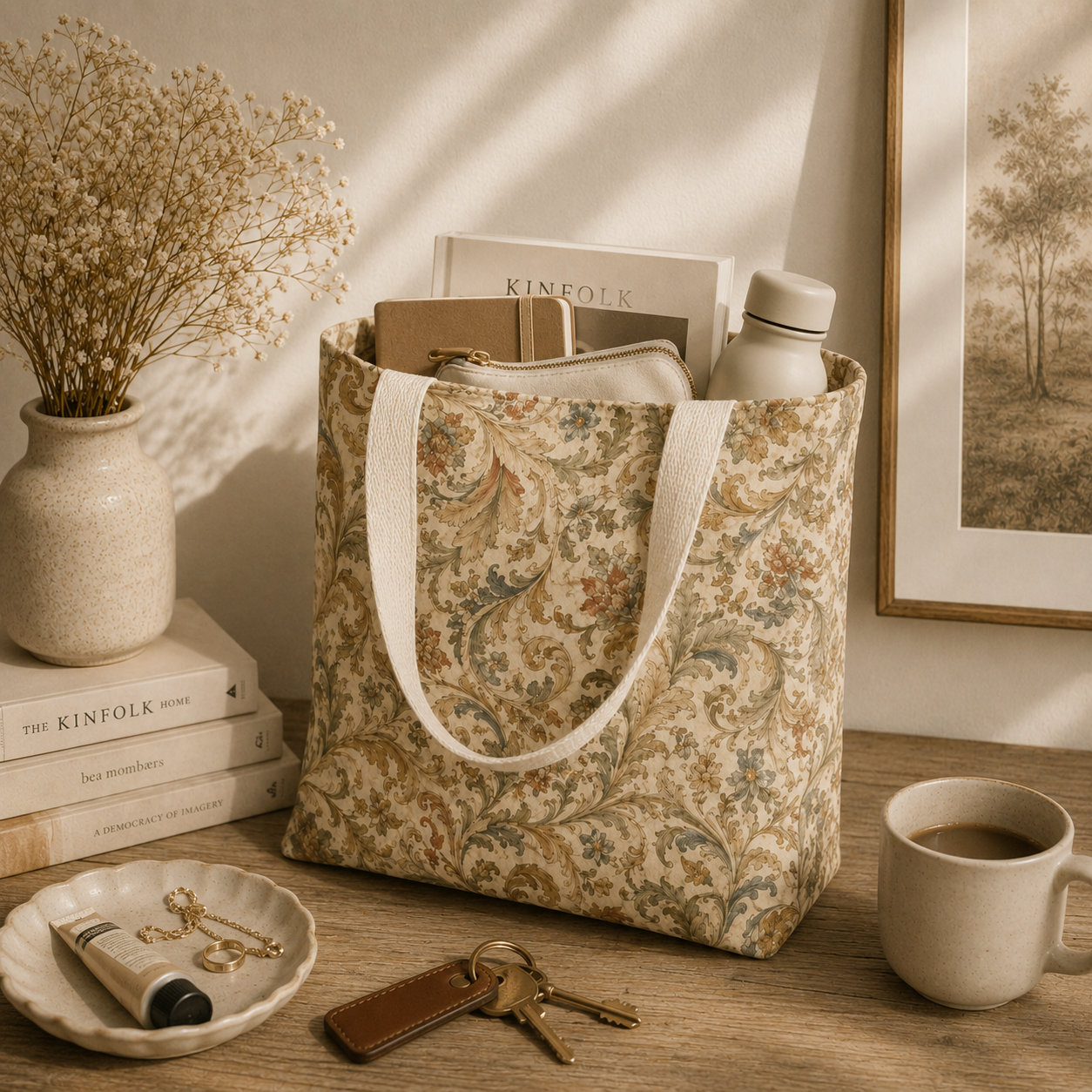 William Morris Floral Scroll Damask Full Art Tote Bag
