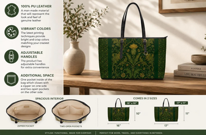 William Morris Forest Green Damask Floral Tote Bag