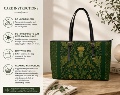 William Morris Forest Green Damask Floral Tote Bag