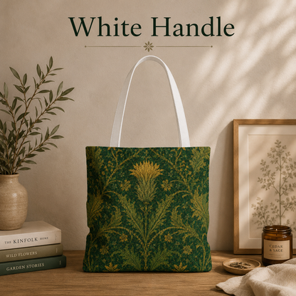 William Morris Forest Green Damask Floral Full Tote Bag