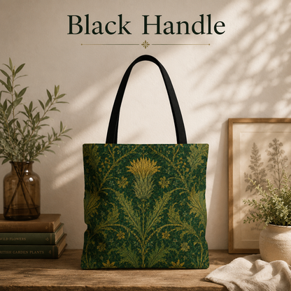 William Morris Forest Green Damask Floral Full Tote Bag