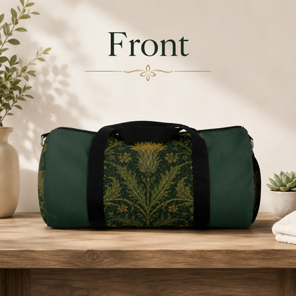 William Morris Forest Green Damask Floral Gym Duffel Bag