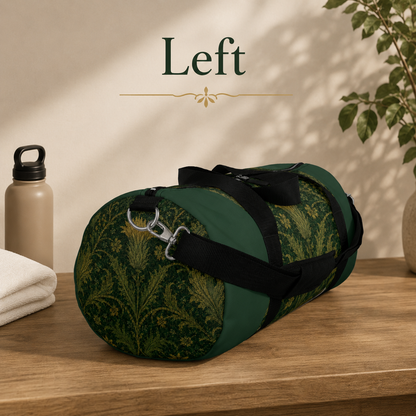 William Morris Forest Green Damask Floral Gym Duffel Bag