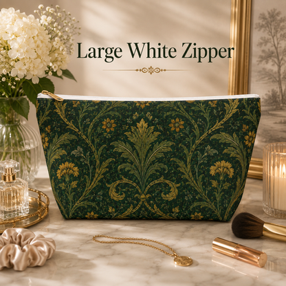 William Morris Forest Green Damask Makeup Accessory Pouch