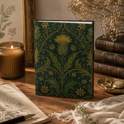 William Morris Forest Green Damask Floral Hardcover Journal