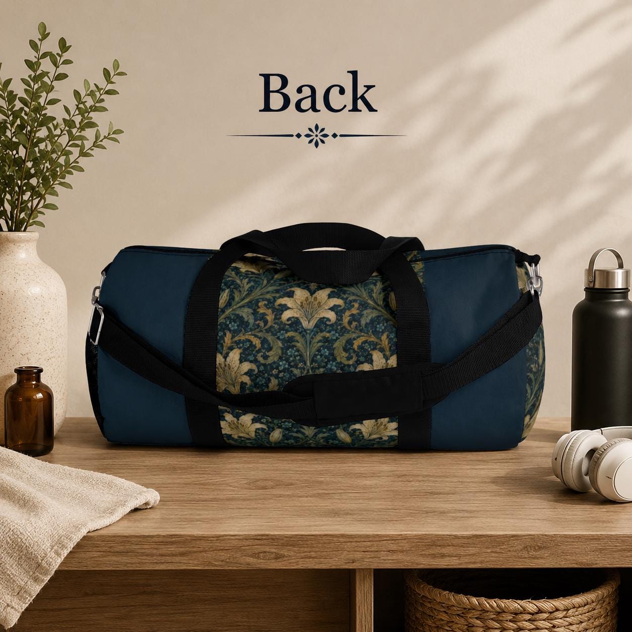 William Morris Damask Floral Duffel Gym Bag