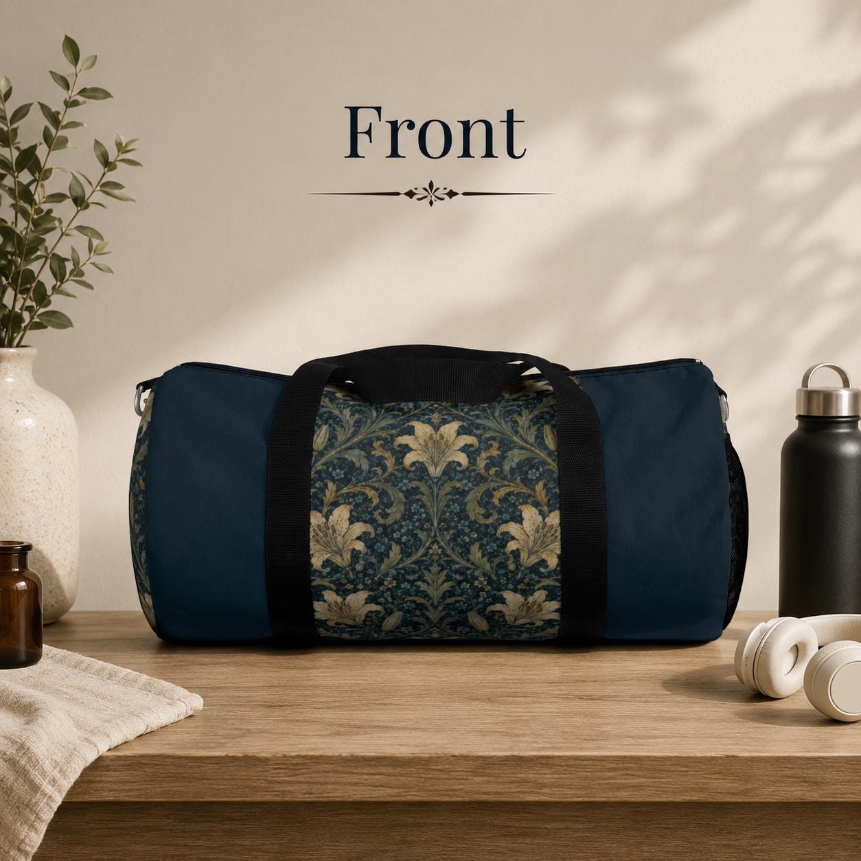 William Morris Damask Floral Duffel Gym Bag