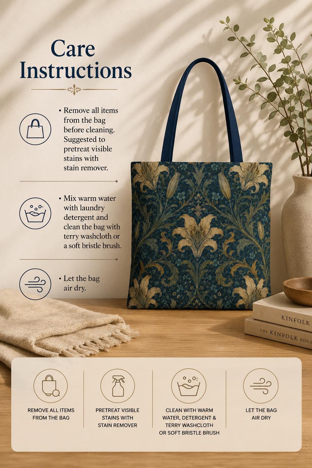William Morris Damask Floral Full Art Tote Bag