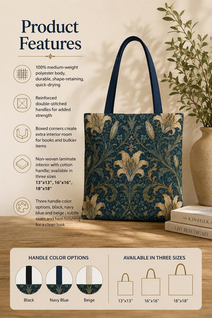 William Morris Damask Floral Full Art Tote Bag
