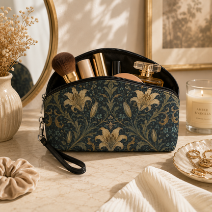 William Morris Damask Floral Cosmetic Makeup Bag