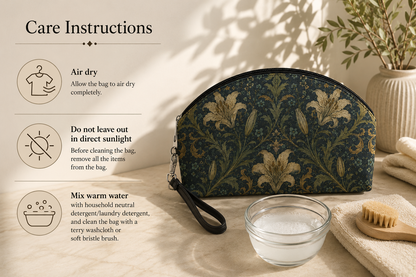 William Morris Damask Floral Cosmetic Makeup Bag
