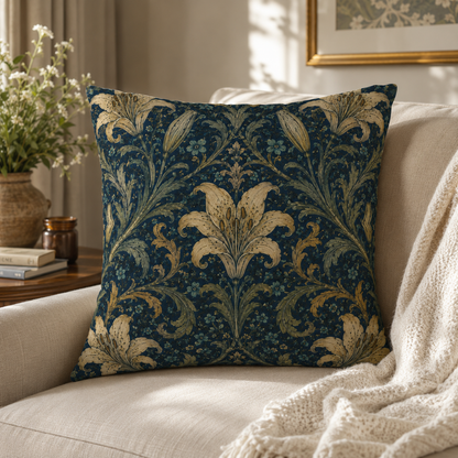 William Morris Damask Floral Lily Pillowcase Cover