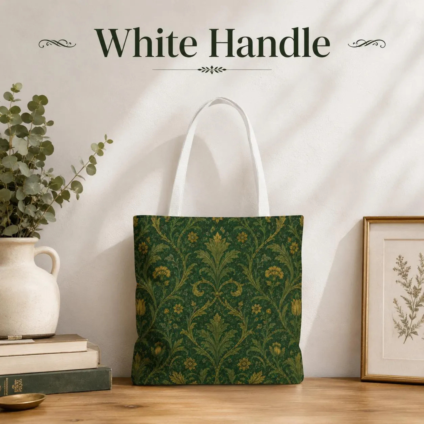 William Morris Damask Floral Forest Green Full Art Tote Bag