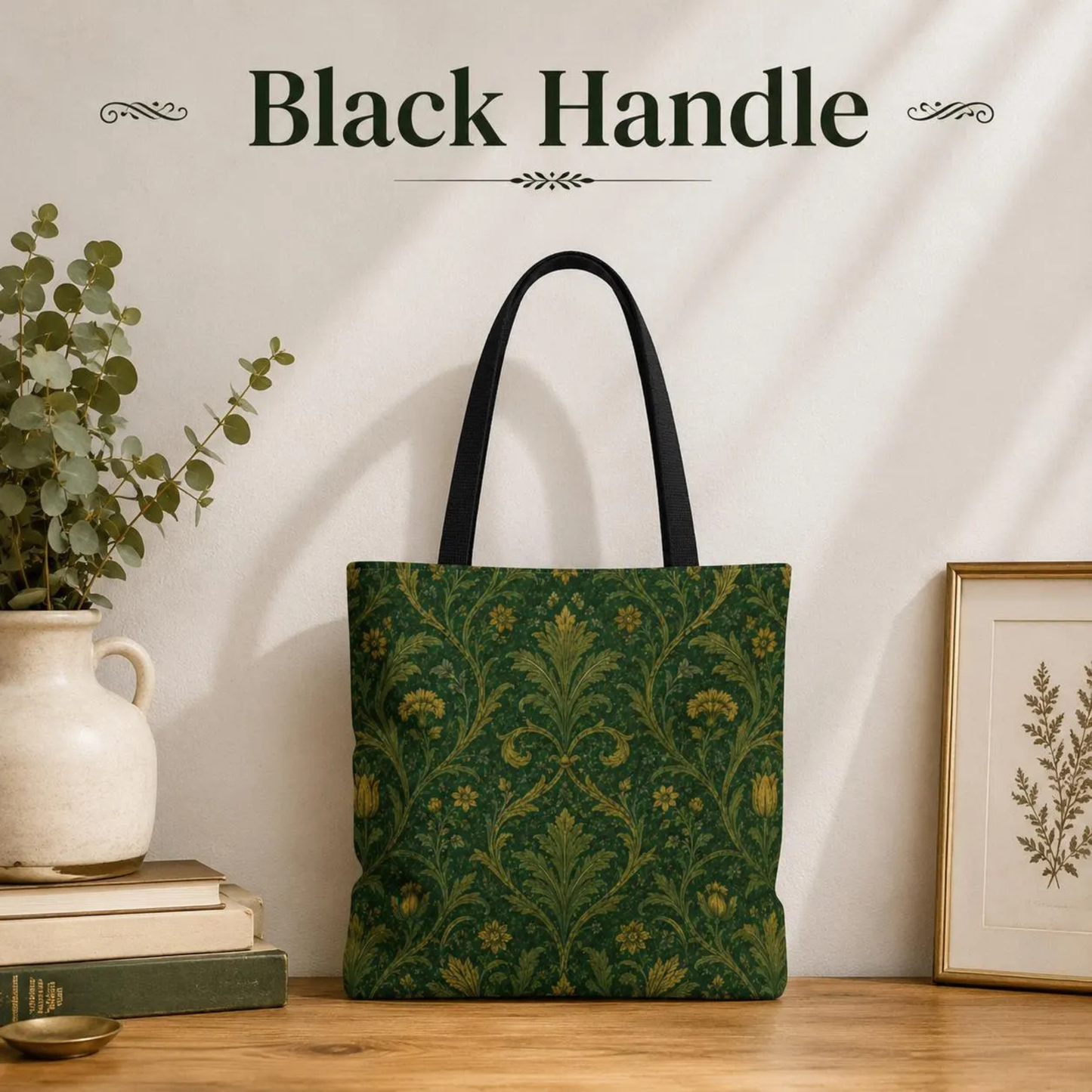 William Morris Damask Floral Forest Green Full Art Tote Bag