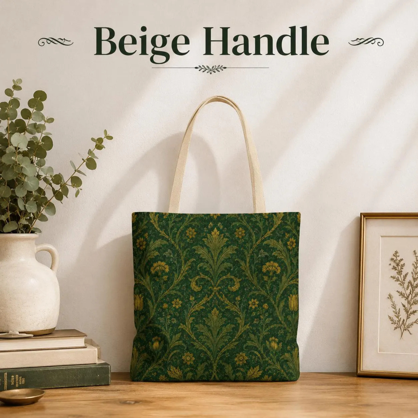 William Morris Damask Floral Forest Green Full Art Tote Bag