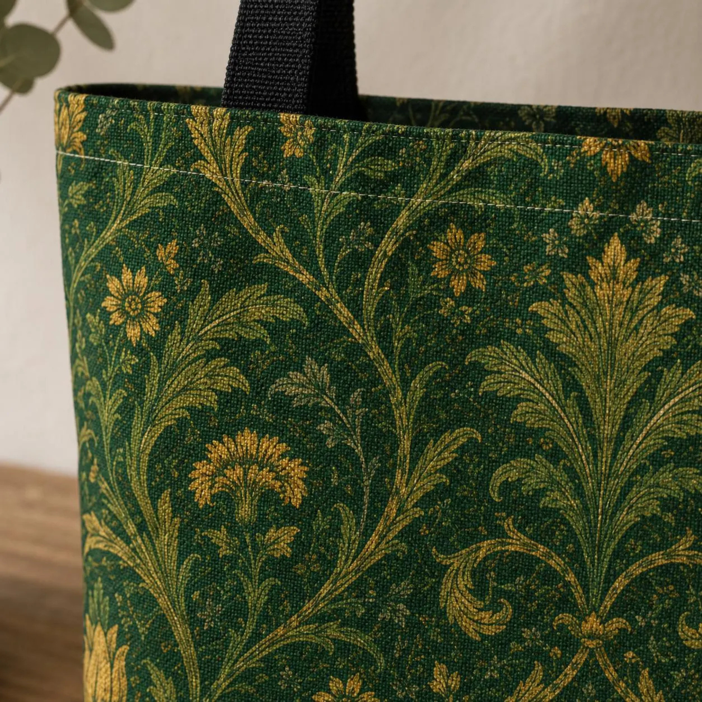 William Morris Damask Floral Forest Green Full Art Tote Bag