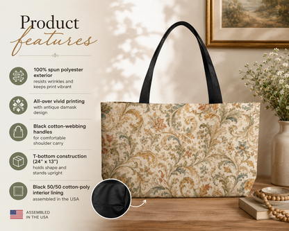 William Morris Floral Scroll Vintage Weekender Tote Bag