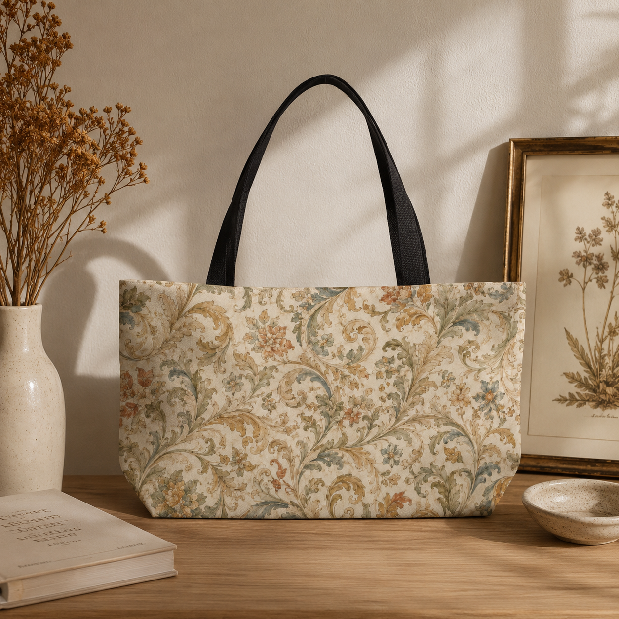 William Morris Floral Scroll Vintage Weekender Tote Bag