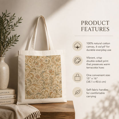 100% Cotton William Morris Floral Scroll Vintage Tote Bag