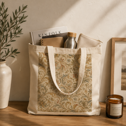 100% Cotton William Morris Floral Scroll Vintage Tote Bag