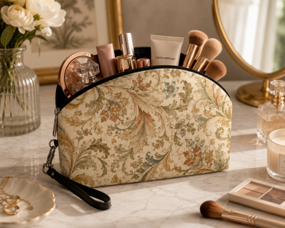 William Morris Floral Scroll Vintage Makeup Cosmetic Bag