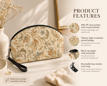 William Morris Floral Scroll Vintage Makeup Cosmetic Bag