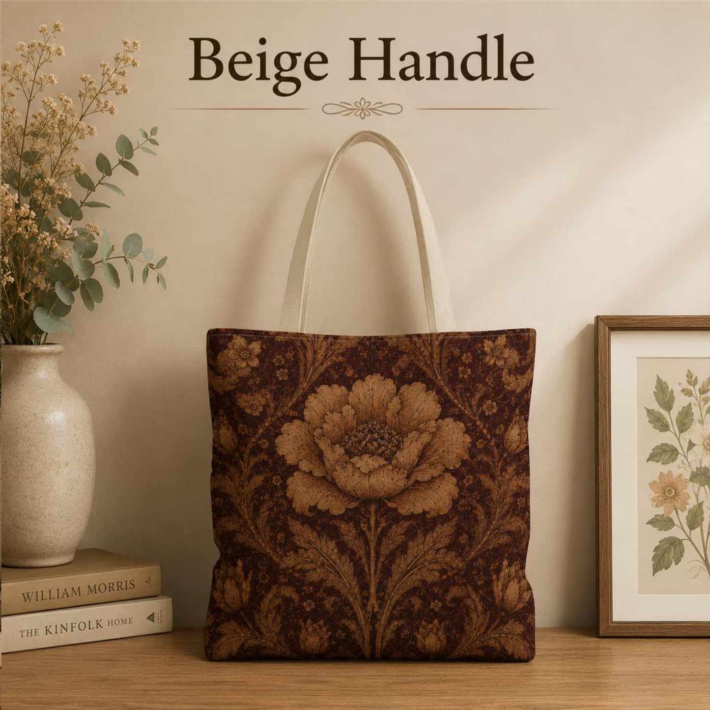 William Morris Floral Damask Rose Full Art Tote Bag