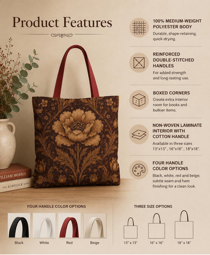 William Morris Floral Damask Rose Full Art Tote Bag