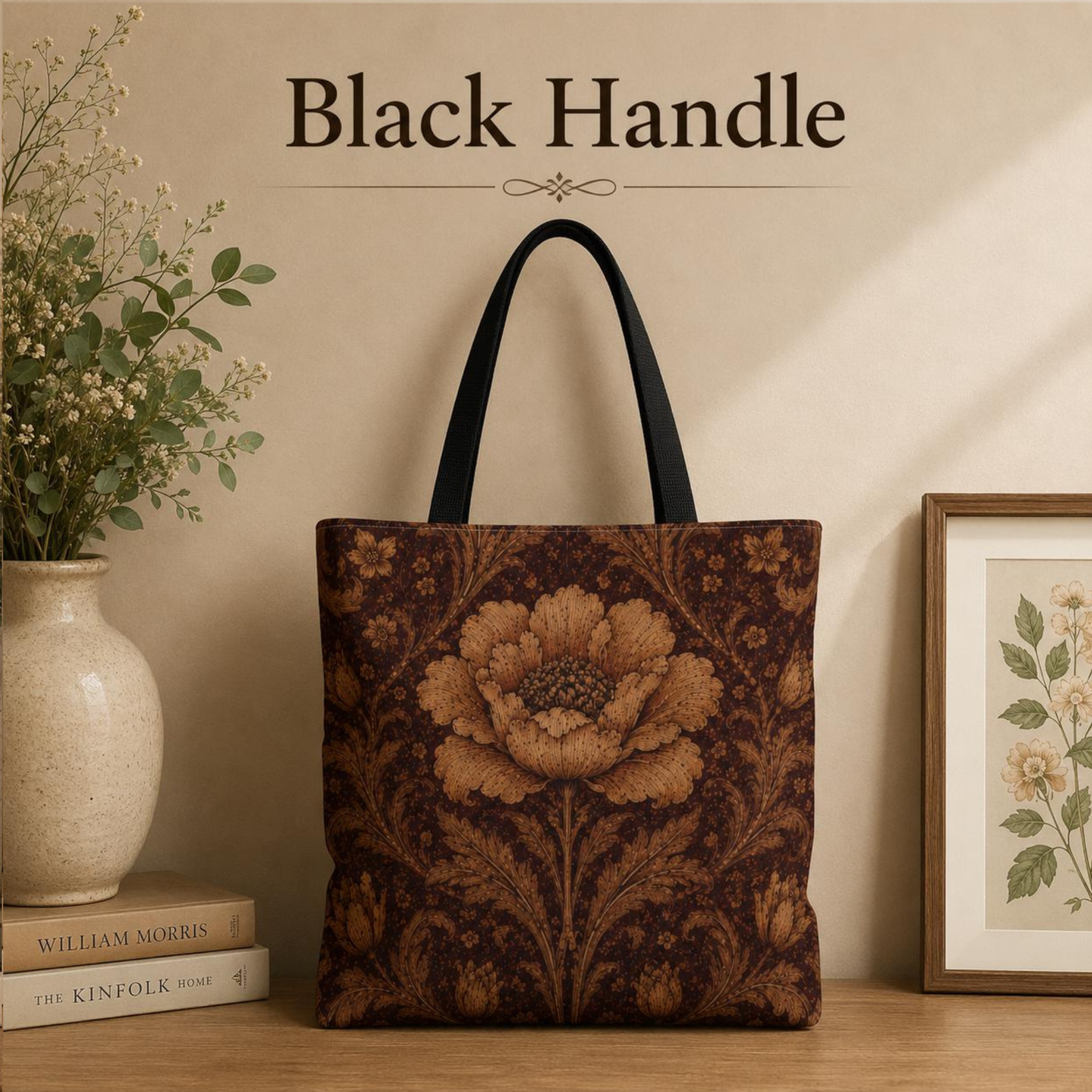William Morris Floral Damask Rose Full Art Tote Bag