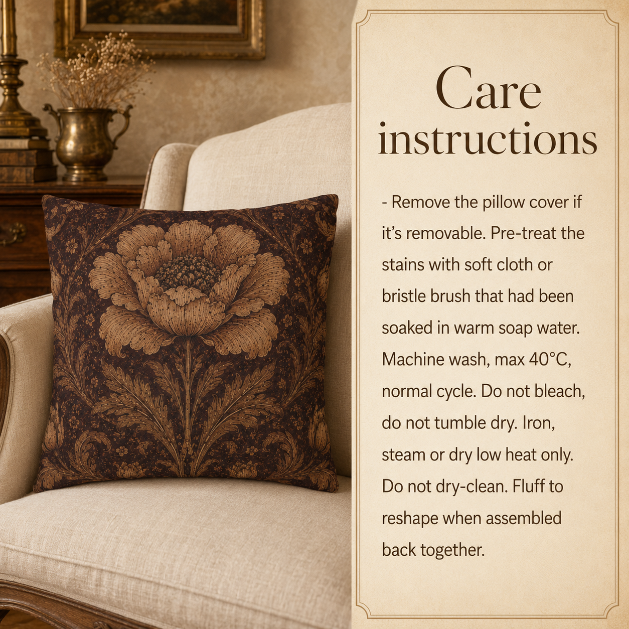 William Morris Floral Damask Rose Pillowcase Cover