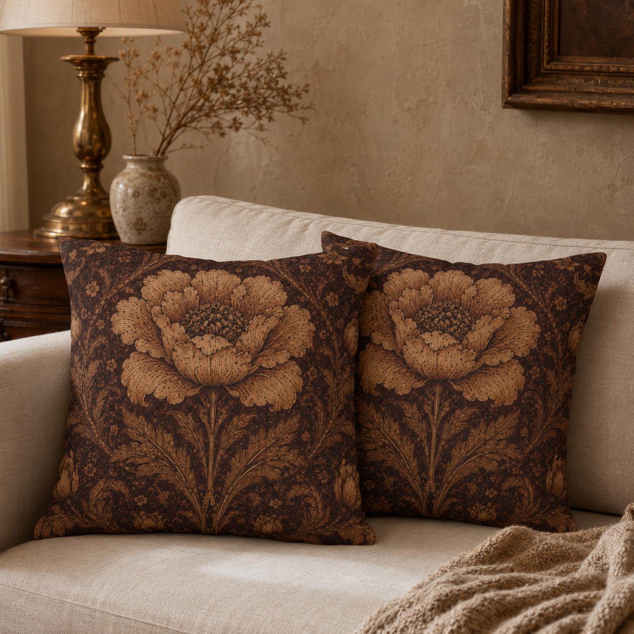 William Morris Floral Damask Rose Pillowcase Cover