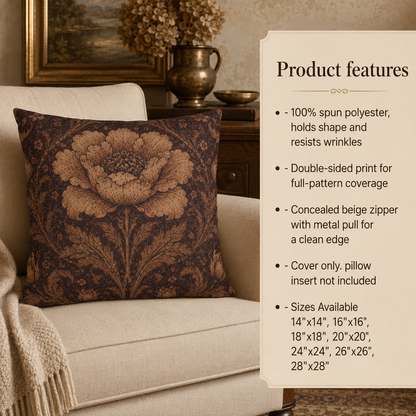William Morris Floral Damask Rose Pillowcase Cover