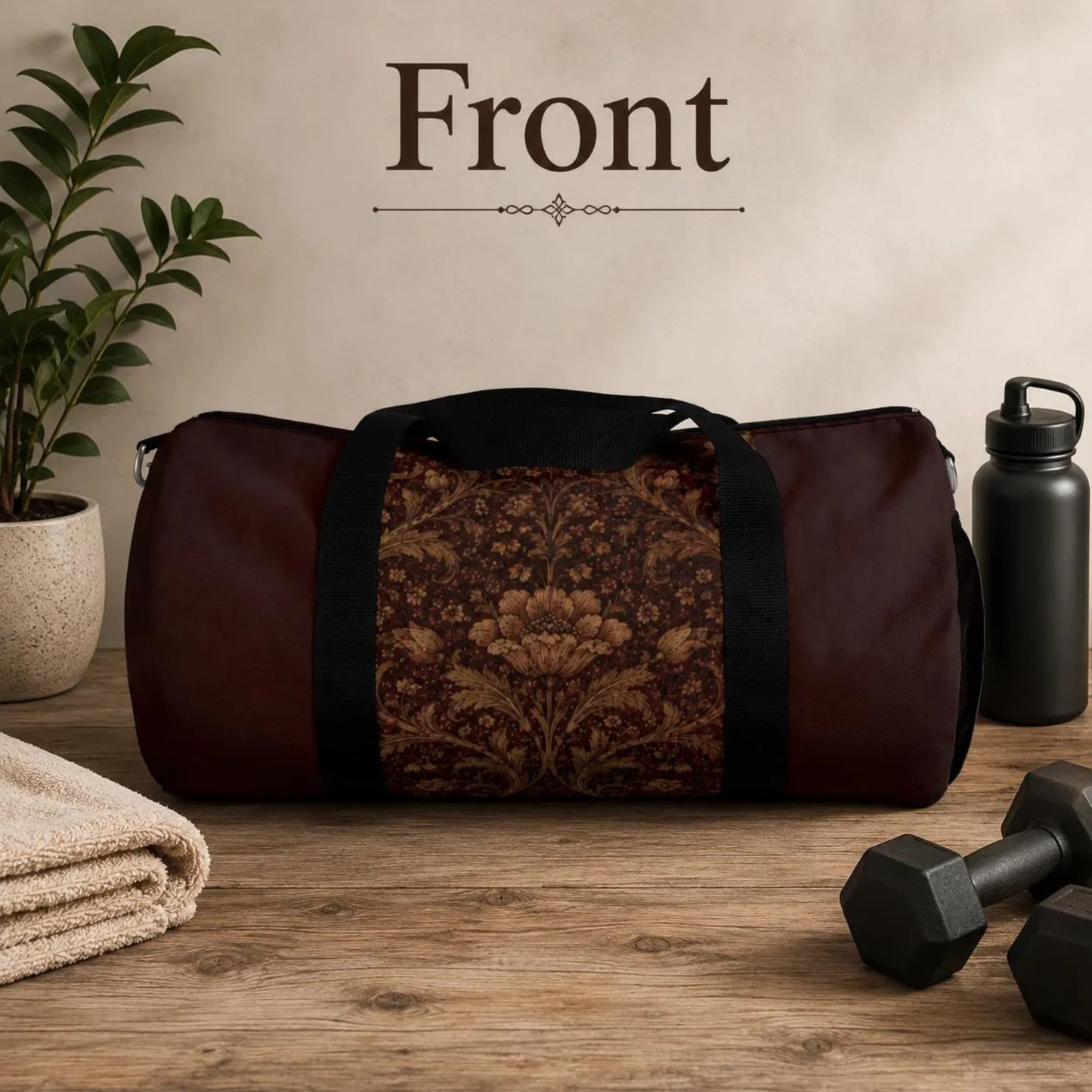 William Morris Floral Damask Rose Duffel Gym Bag