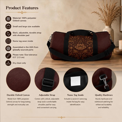William Morris Floral Damask Rose Duffel Gym Bag