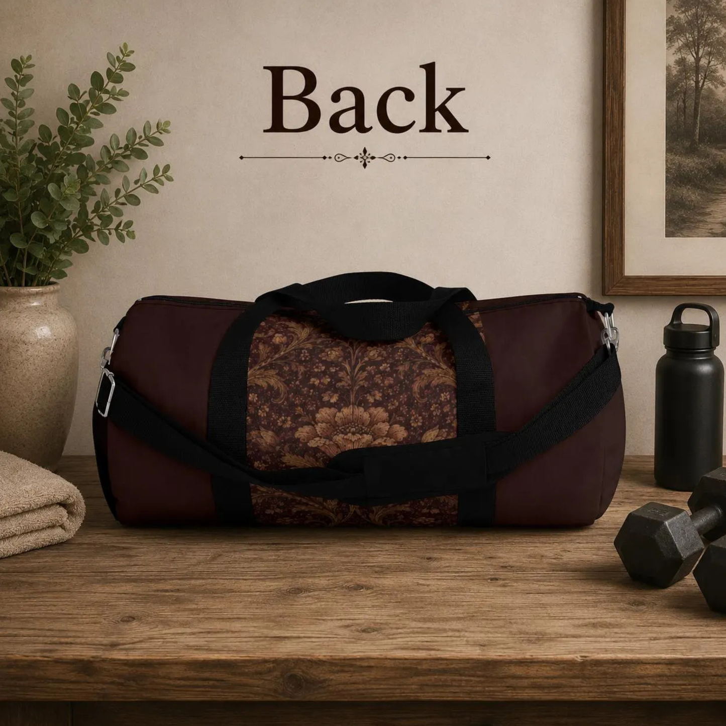 William Morris Floral Damask Rose Duffel Gym Bag