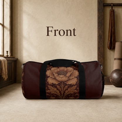 William Morris Floral Damask Maroon Rose Duffel Gym Bag