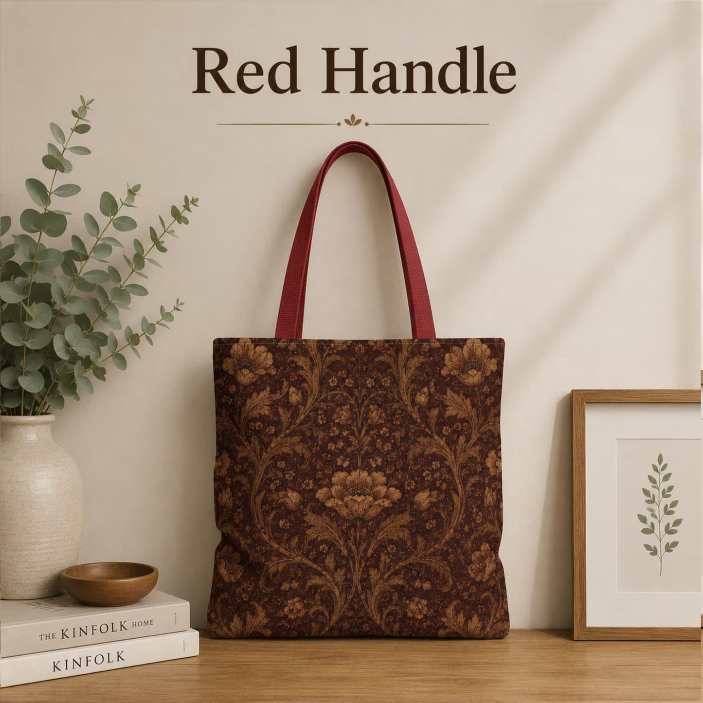 William Morris Floral Damask Maroon Full Art Tote Bag