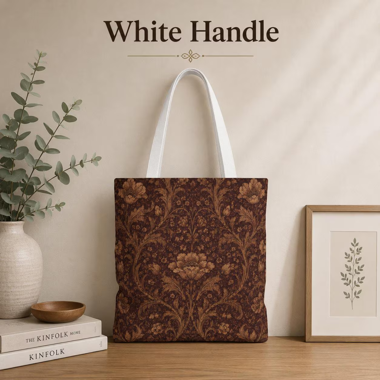 William Morris Floral Damask Maroon Full Art Tote Bag